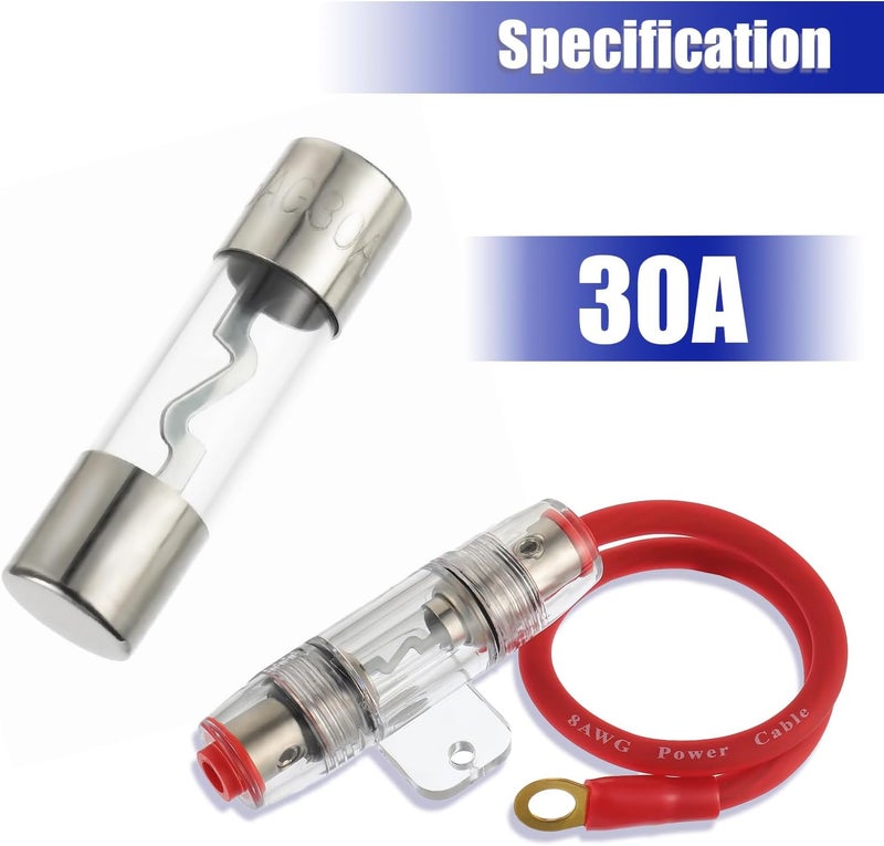 BOJACK 8 Gauge AWG 1ft Power Wire with 30 Amp AGU Fuse Holder 30A（Pack of 2） - Image 5